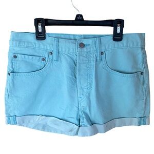 Levi's 501 sky blue denim button fly cutoff shorts size W30